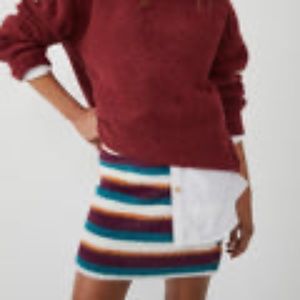 Free People Ciara Sweater Mini Skirt in Fig Jam Combo Size Medium